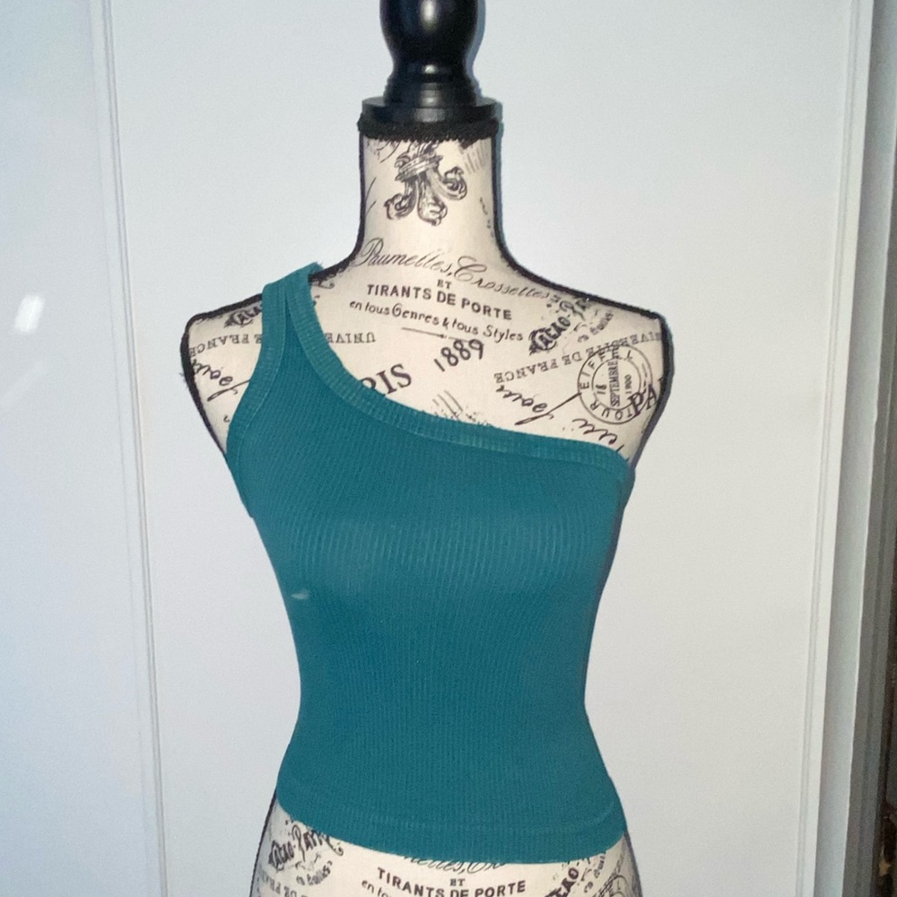 Halter One Strap Top, Teal.